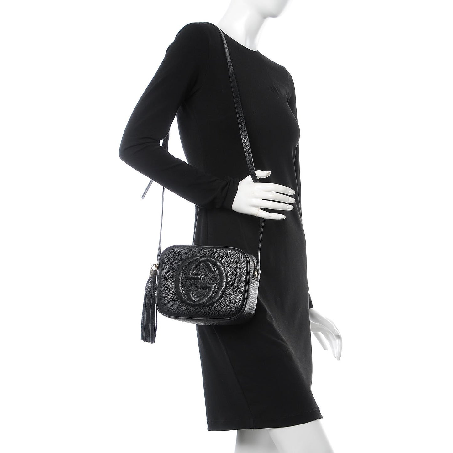 Pebbled Calfskin Small Soho Disco Bag Black