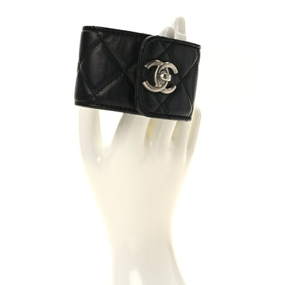 Chanel Lambskin Quilted CC Turnlock Cuff Bracelet M Black 2 of 7