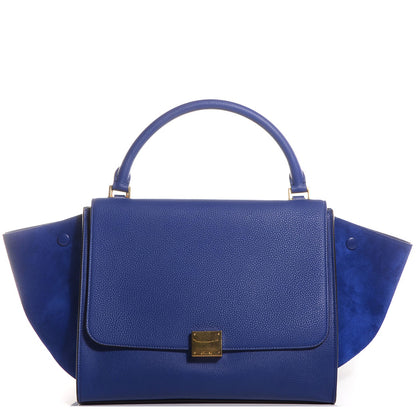Celine Drummed Calfskin Suede Medium Trapeze Indigo 1 of 9