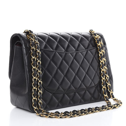 Chanel Lambskin Quilted Jumbo Double Flap Black 3 of 13