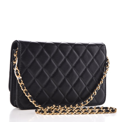 Chanel Lambskin Quilted Studded Wallet On Chain WOC Black 3 of 11