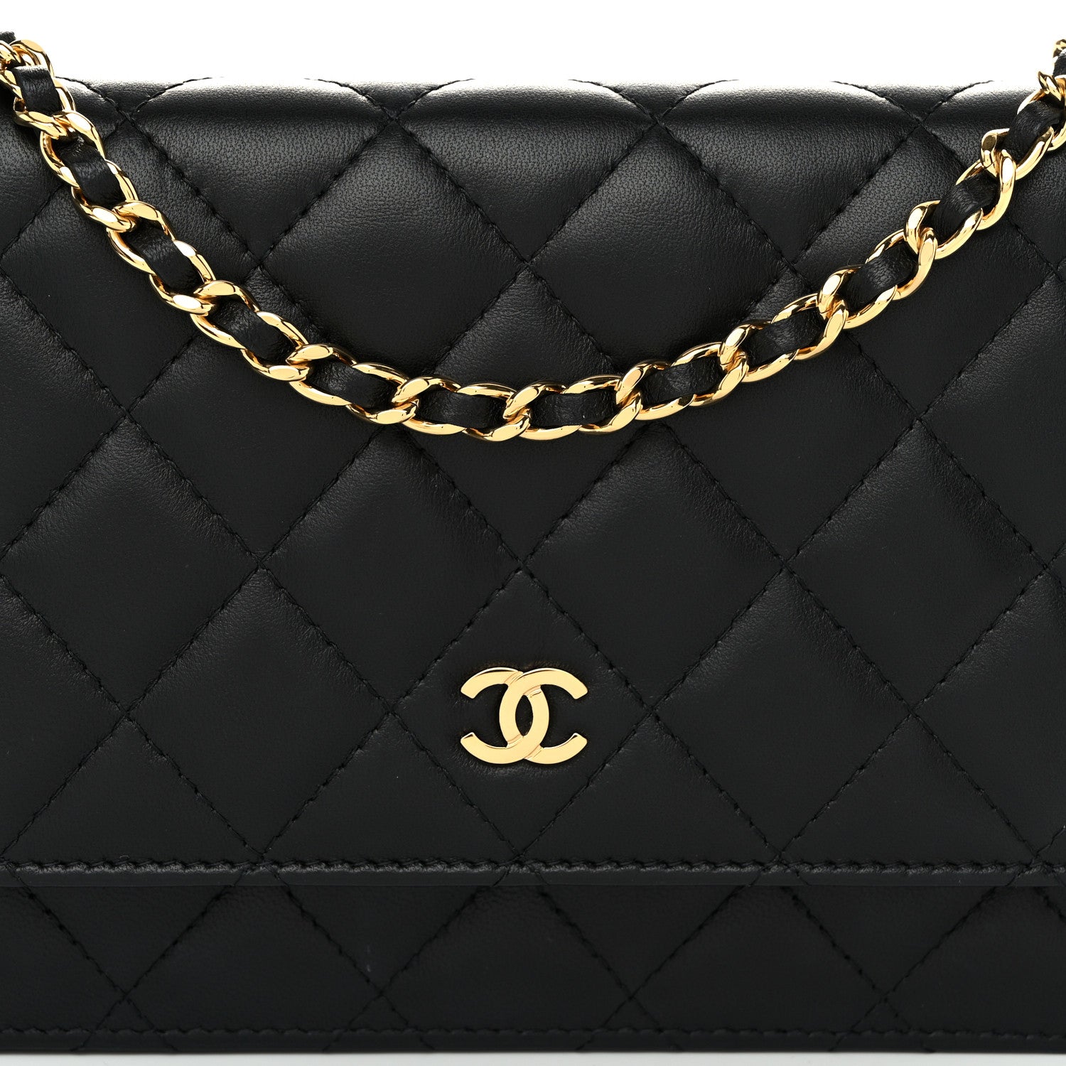 Chanel Lambskin Quilted Wallet On Chain WOC Black 9 of 12
