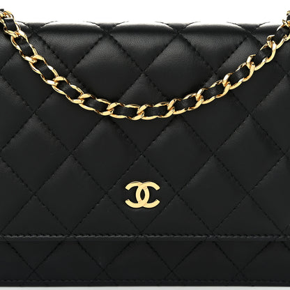 Chanel Lambskin Quilted Wallet On Chain WOC Black 9 of 12