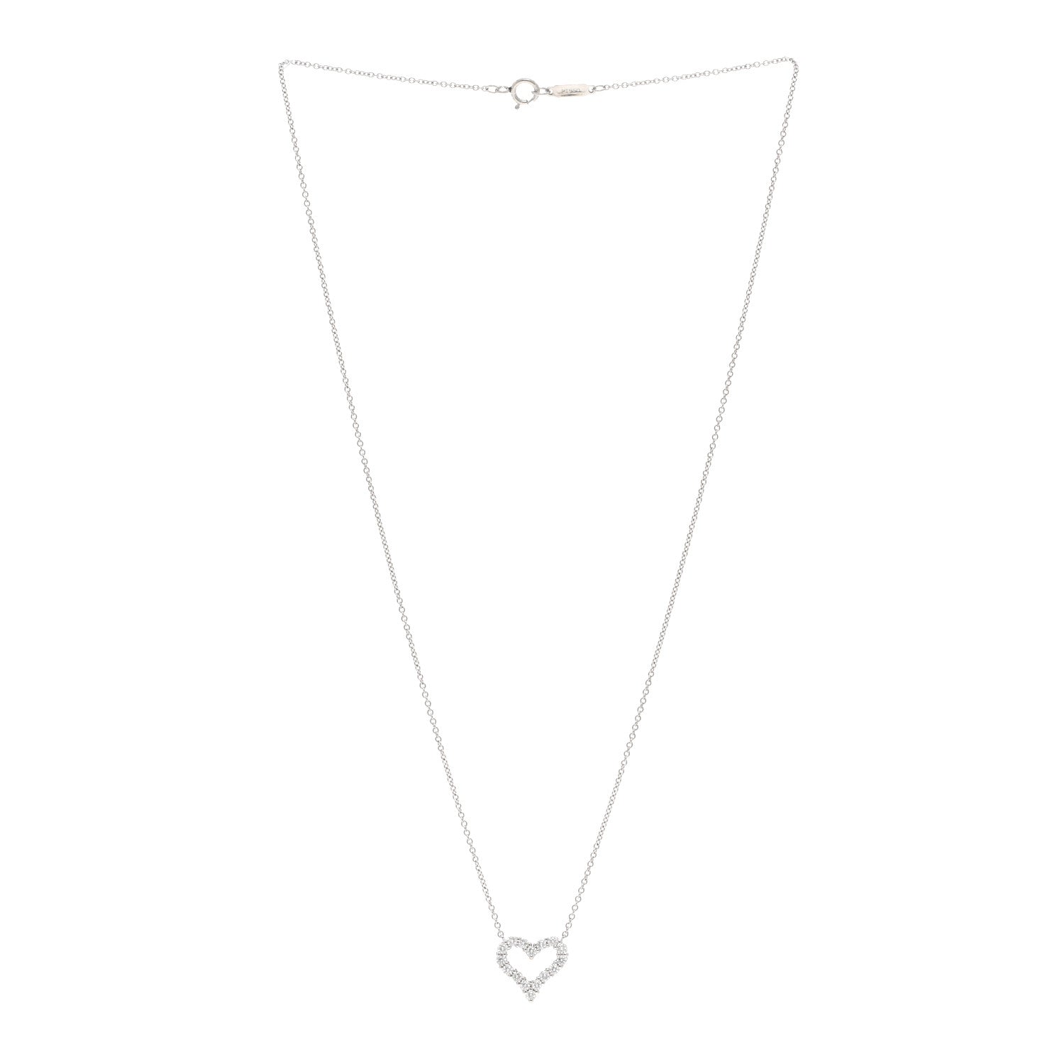 Tiffany Platinum Diamond Mini Heart Pendant Necklace 3 of 5