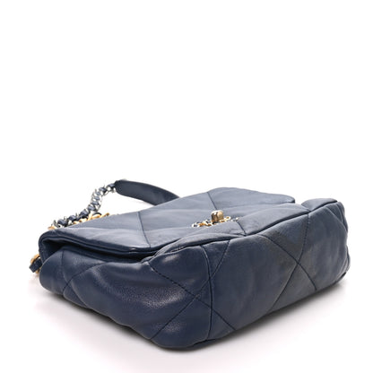 Chanel Goatskin Quilted Medium Chanel 19 Flap Navy Blue 3 of 9