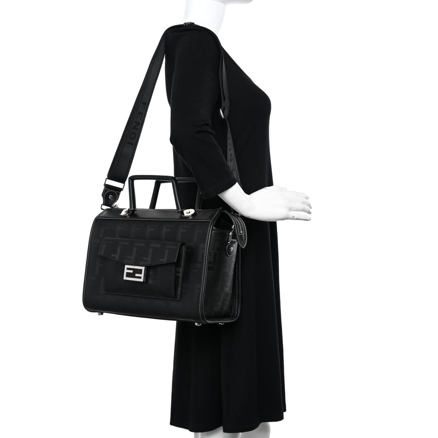Vitello King FF Lines Embossed Large Soft Trunk Bag Black