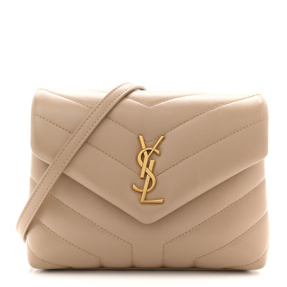 Saint Laurent Calfskin Y Quilted Monogram Toy Loulou Crossbody Bag Dark Beige 1 of 10