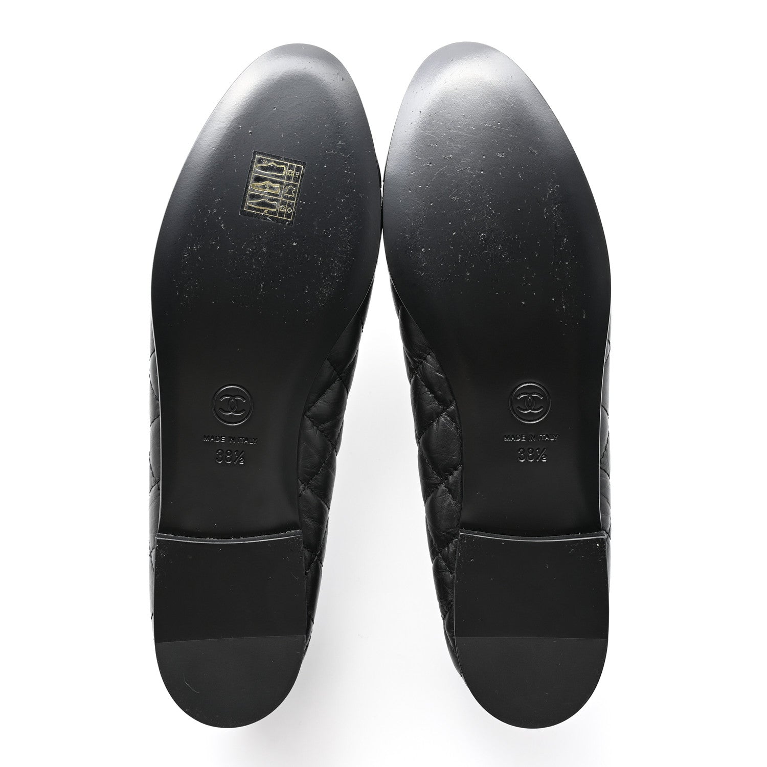 Chanel Aged Calfskin Quilted Cap Toe Ballerina Flats 38.5 Black 5 of 10