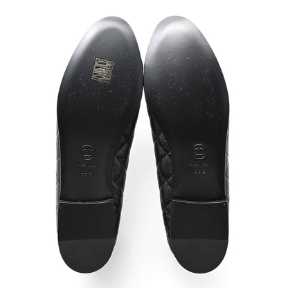 Chanel Aged Calfskin Quilted Cap Toe Ballerina Flats 38.5 Black 5 of 10