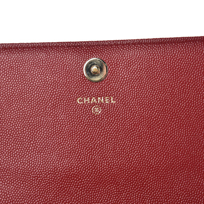 Chanel Caviar Quilted Square Wallet On Chain WOC Dark Red 7 of 10