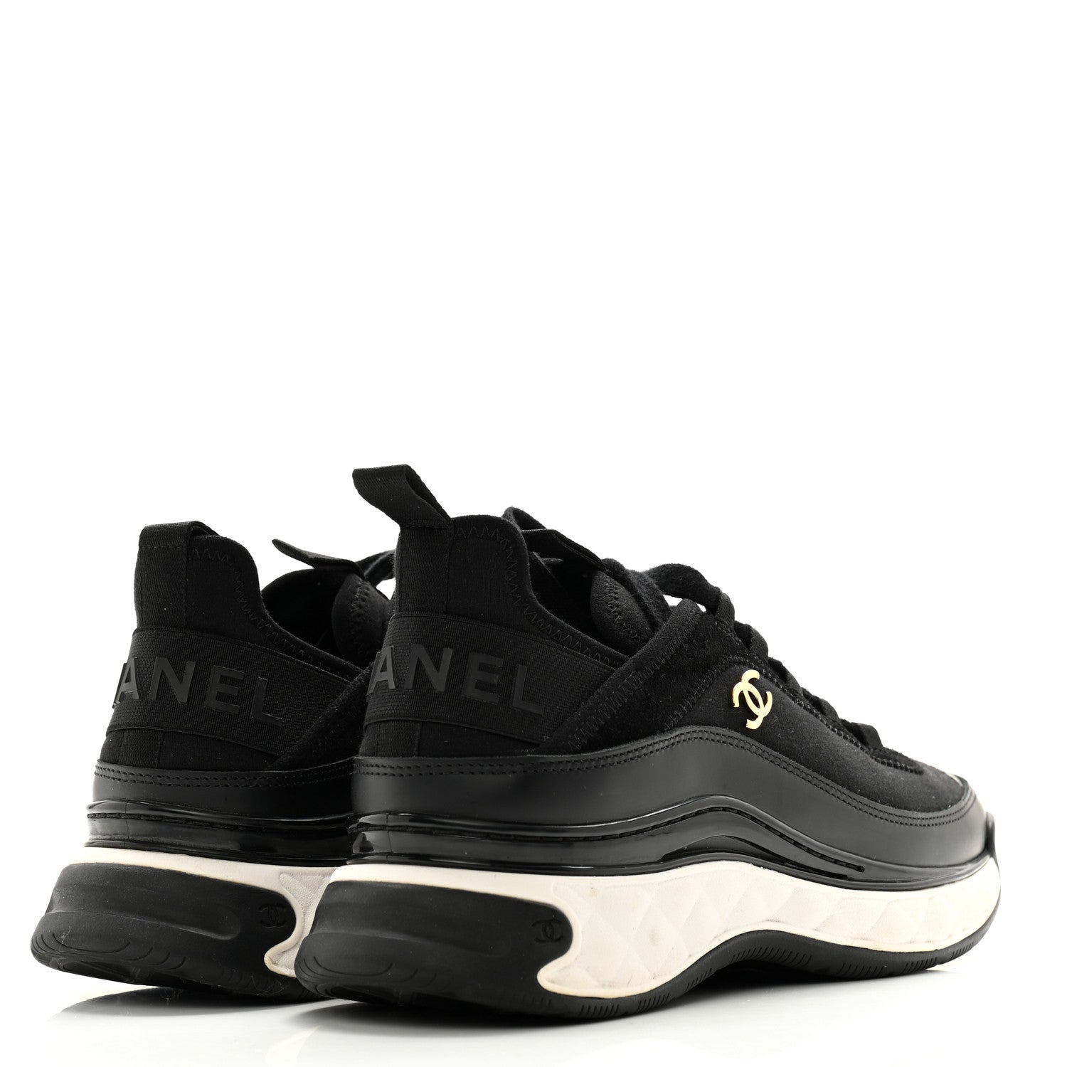 Chanel Velvet Calfskin Mixed Fibers CC Sneakers 40 Black 4 of 12