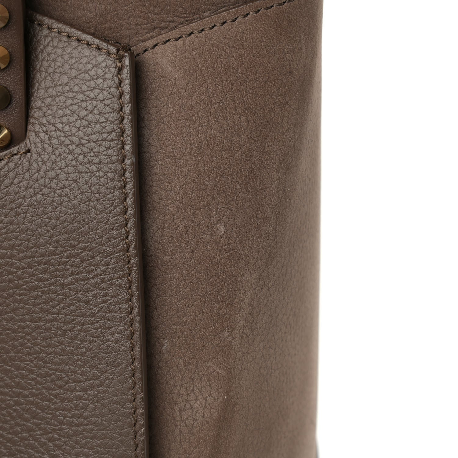 Christian Louboutin Suede Grained Calfskin Studded Large Eloise Satchel Brown 12 of 18