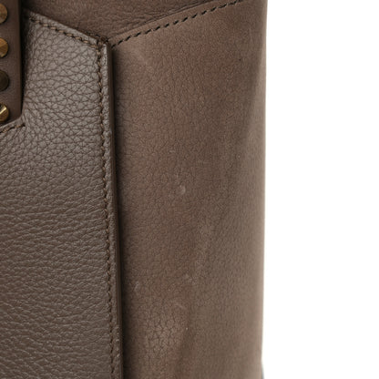 Christian Louboutin Suede Grained Calfskin Studded Large Eloise Satchel Brown 12 of 18