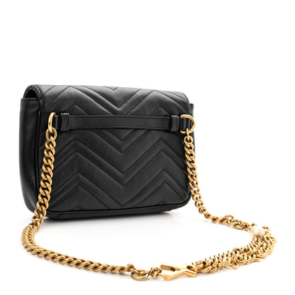 Gucci Calfskin Matelasse Pearly GG Marmont Chain Belt Bag Black 3 of 12
