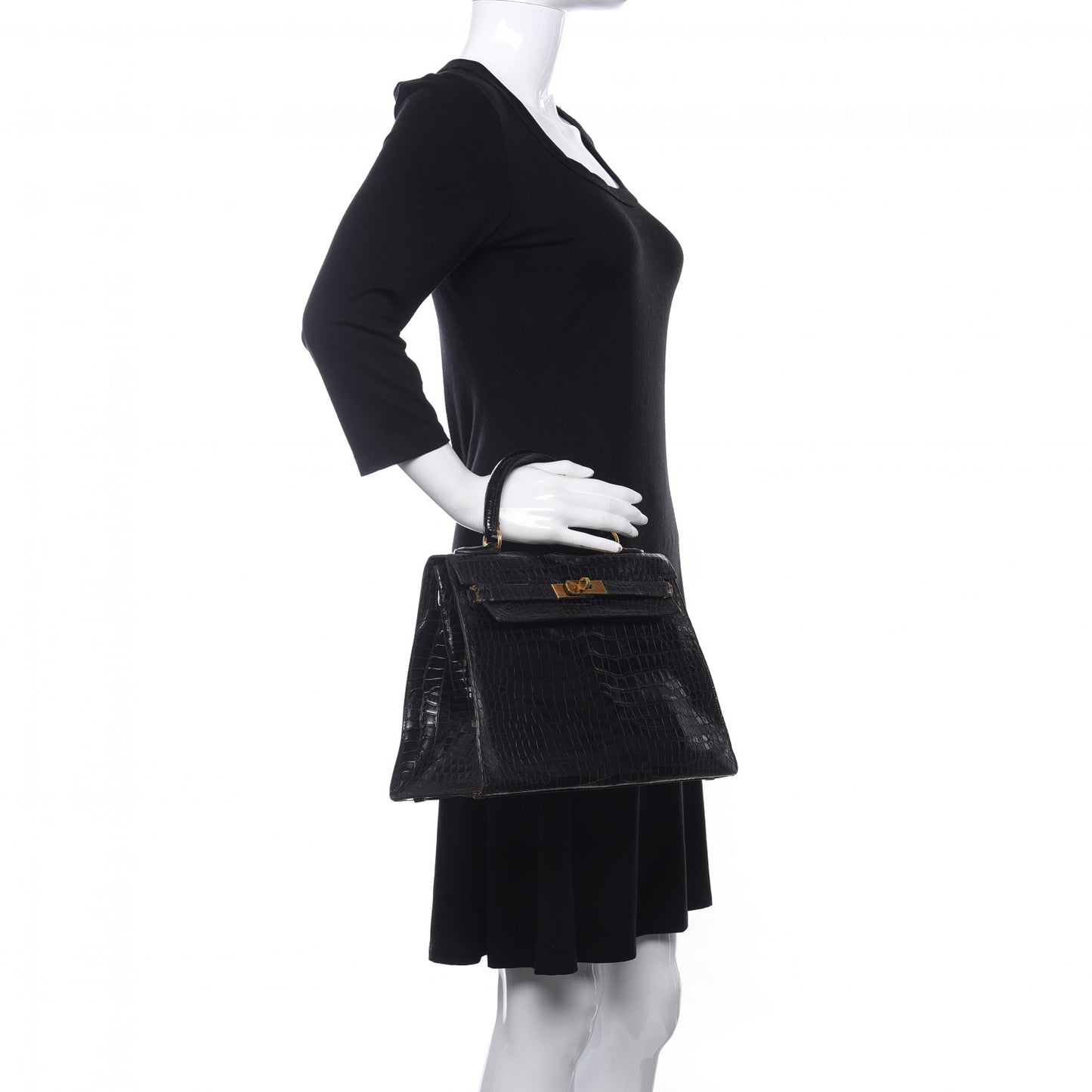 Shiny Crocodile Kelly Sellier 32 Black