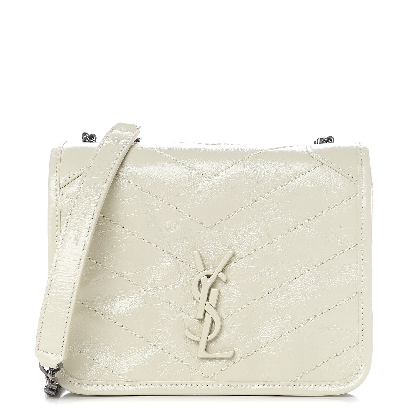 Crinkled Calfskin Matelasse Monogram Niki Chain Wallet Crema Soft