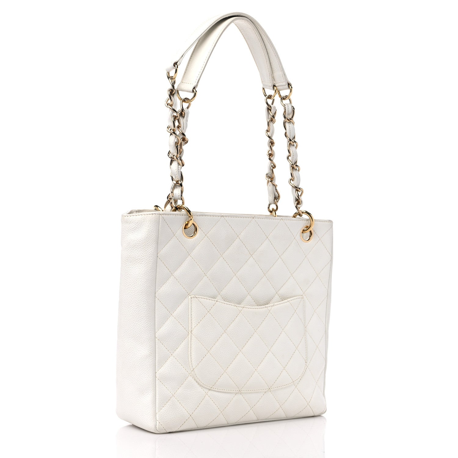 Chanel Caviar Quilted Petit Shopping Tote PST White 3 of 18