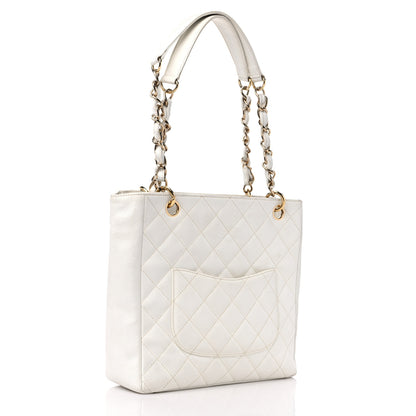 Chanel Caviar Quilted Petit Shopping Tote PST White 3 of 18