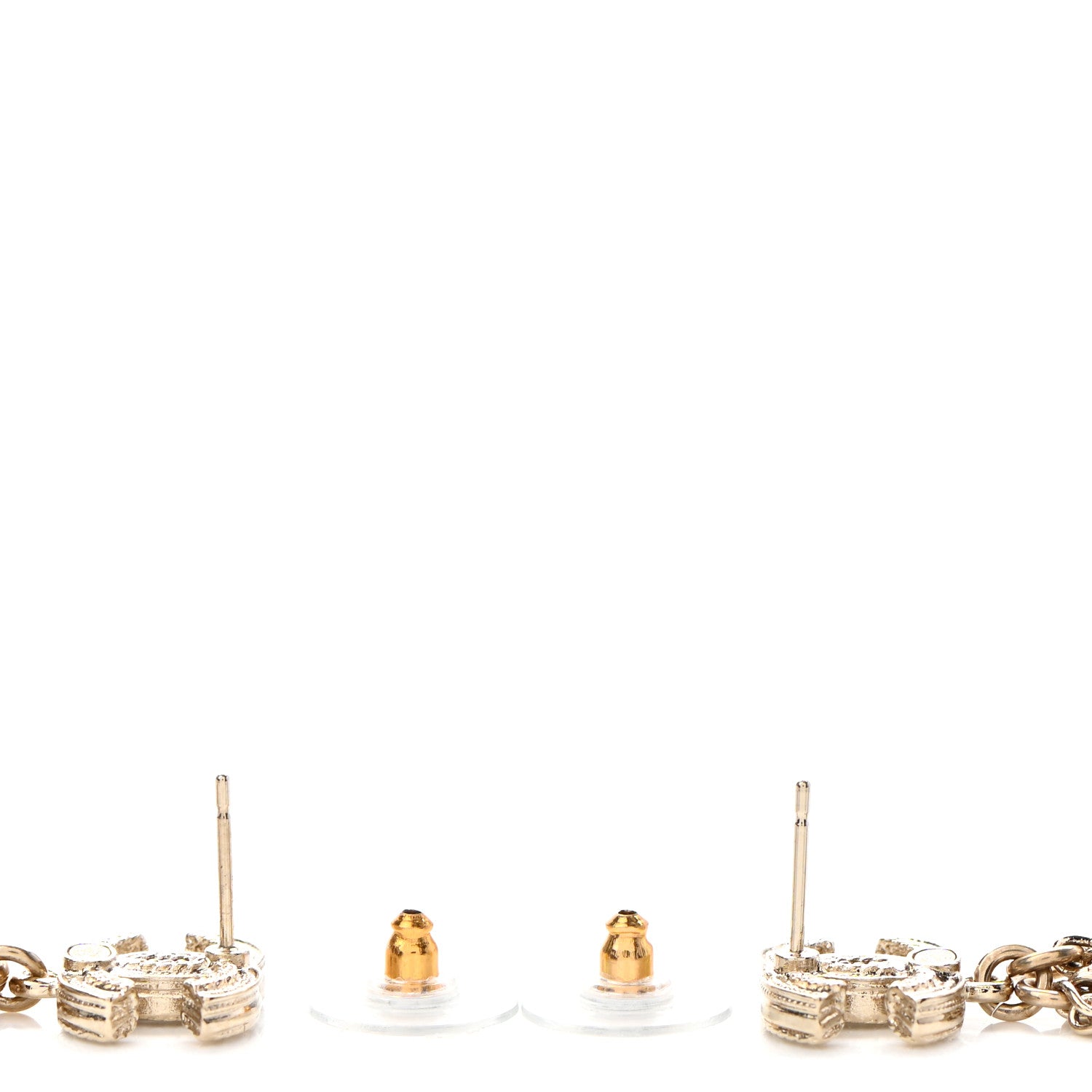 Chanel Pearl Chain CC Dangle Earrings Gold 2 of 3