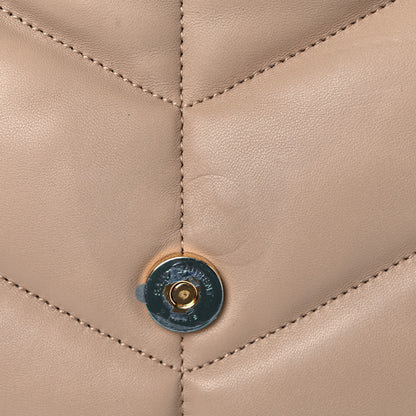 Saint Laurent Lambskin Quilted Medium Loulou Puffer Monogram Chain Satchel Dark Beige 12 of 13