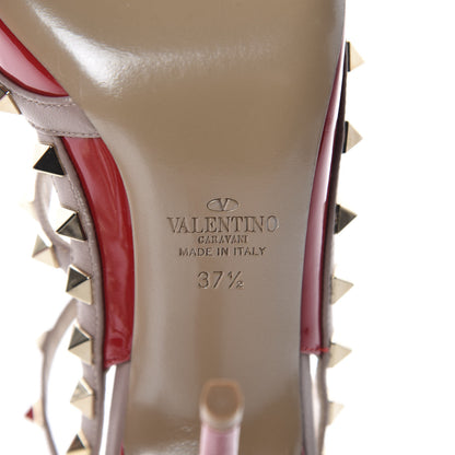 Valentino Garavani Patent Rockstud Ankle Strap 100mm Pumps 37.5 Rosso Valentino Poudre 6 of 9