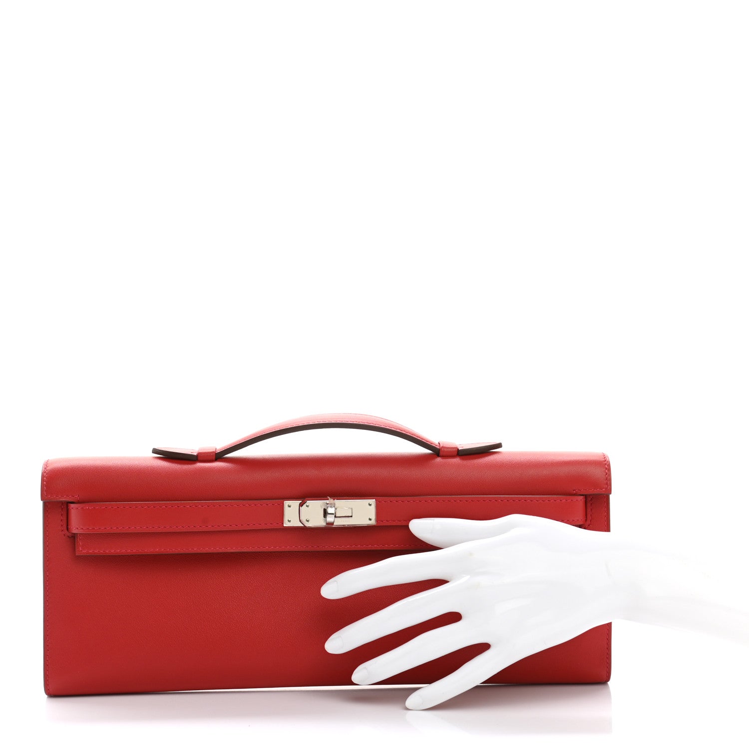 Hermes Swift Kelly Cut Clutch Pochette Vermillion 2 of 8