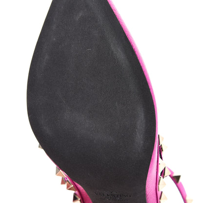 Valentino Garavani Metallic Pebbled Calfskin Rockstud Ankle Strap Pumps 40.5 Peony 8 of 10