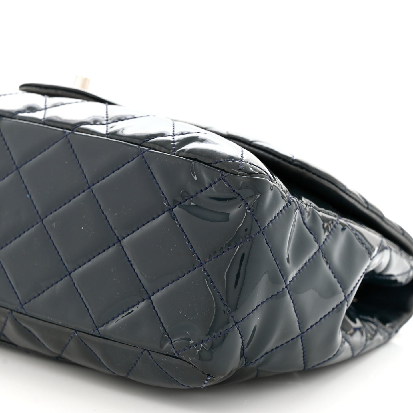 Patent Quilted Maxi Single Flap Blue