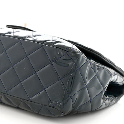 Chanel Patent Quilted Maxi Single Flap Blue 10 of 11