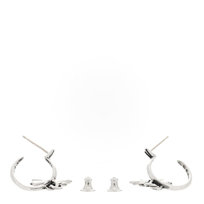 Chrome Hearts Sterling Silver Tiny CH Cross Hoop Drop Earrings 3 of 5