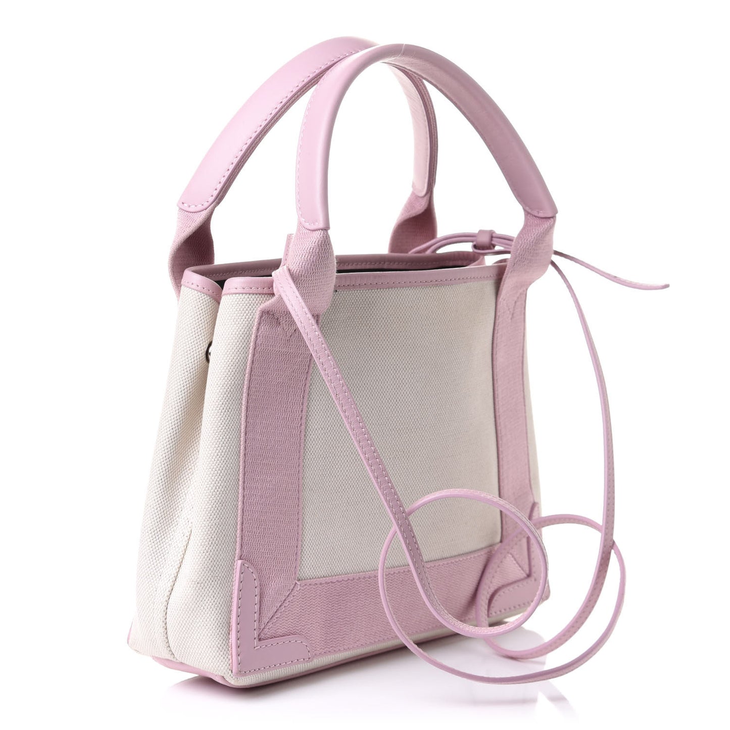 Cotton Canvas Satin Calfskin Navy Cabas XS Natural Pink