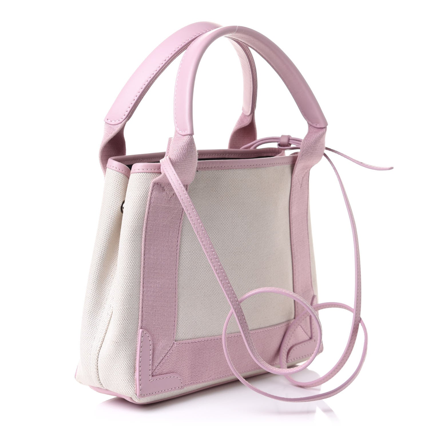 Balenciaga Cotton Canvas Satin Calfskin Navy Cabas XS Natural Pink 2 of 9