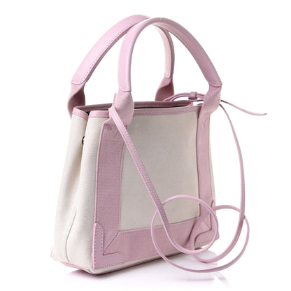 Balenciaga Cotton Canvas Satin Calfskin Navy Cabas XS Natural Pink 2 of 9