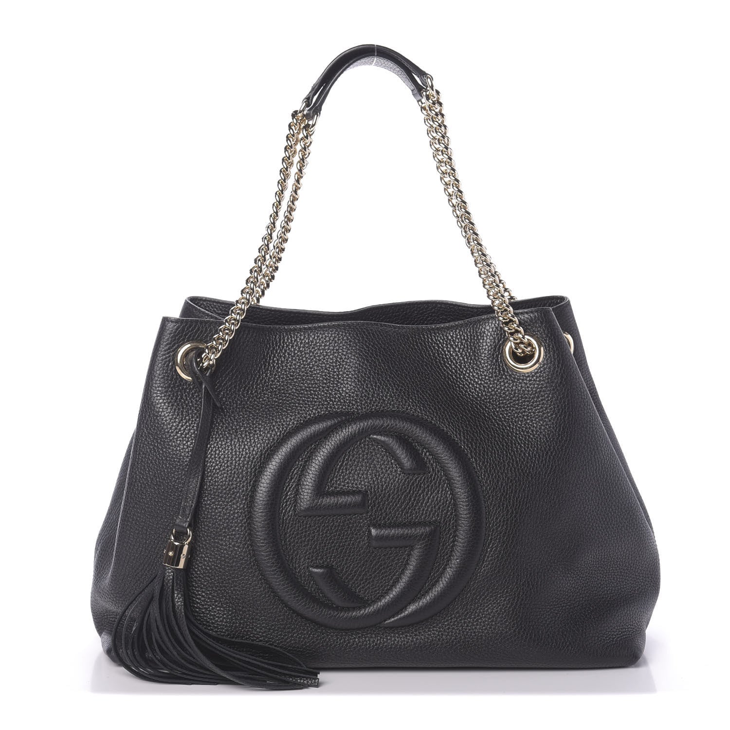 Gucci Pebbled Calfskin Medium Soho Chain Shoulder Bag Black 1 of 9