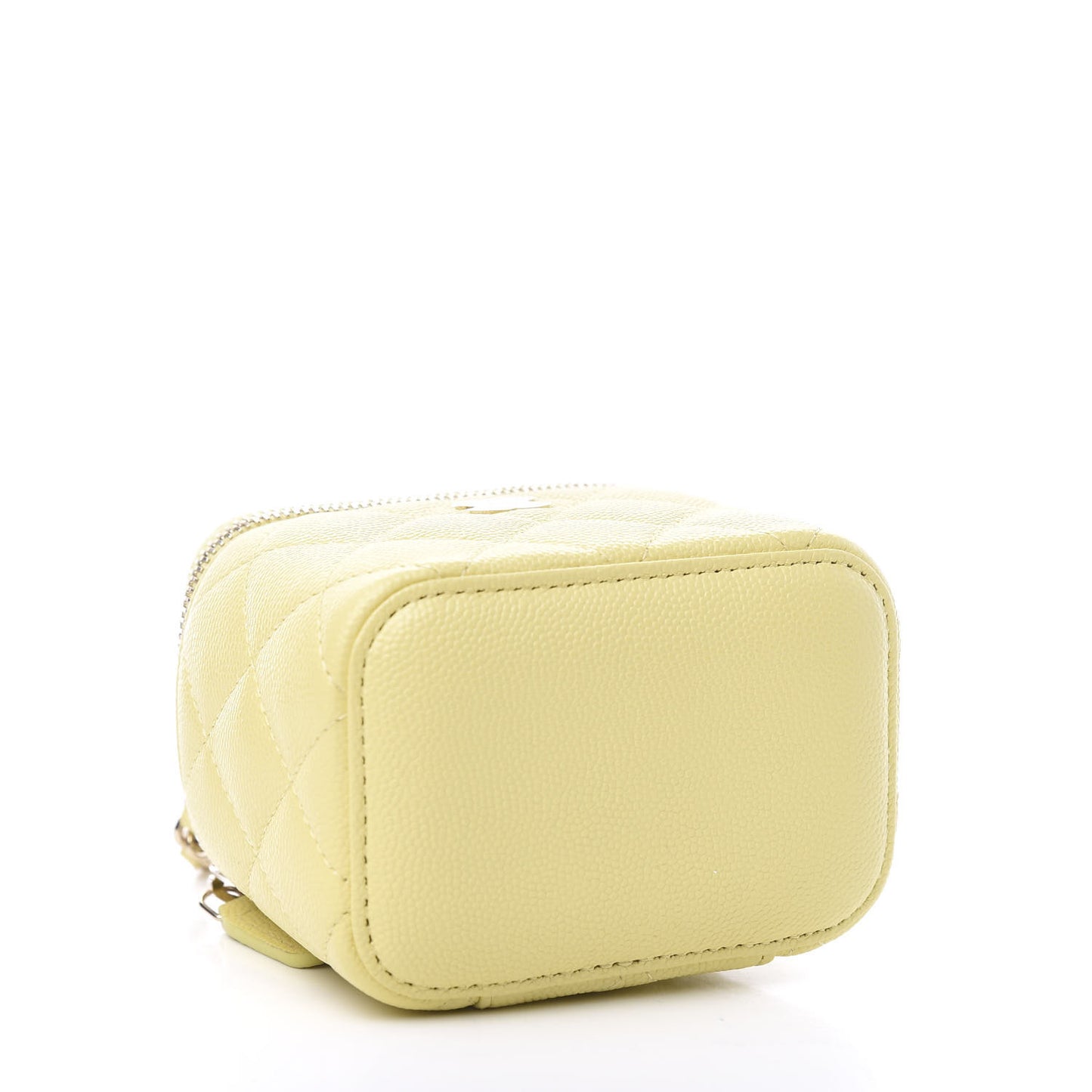Caviar Quilted Mini Vanity Case With Chain Light Yellow