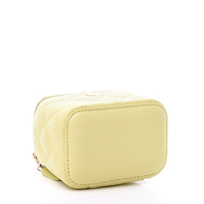 Chanel Caviar Quilted Mini Vanity Case With Chain Light Yellow 3 of 9