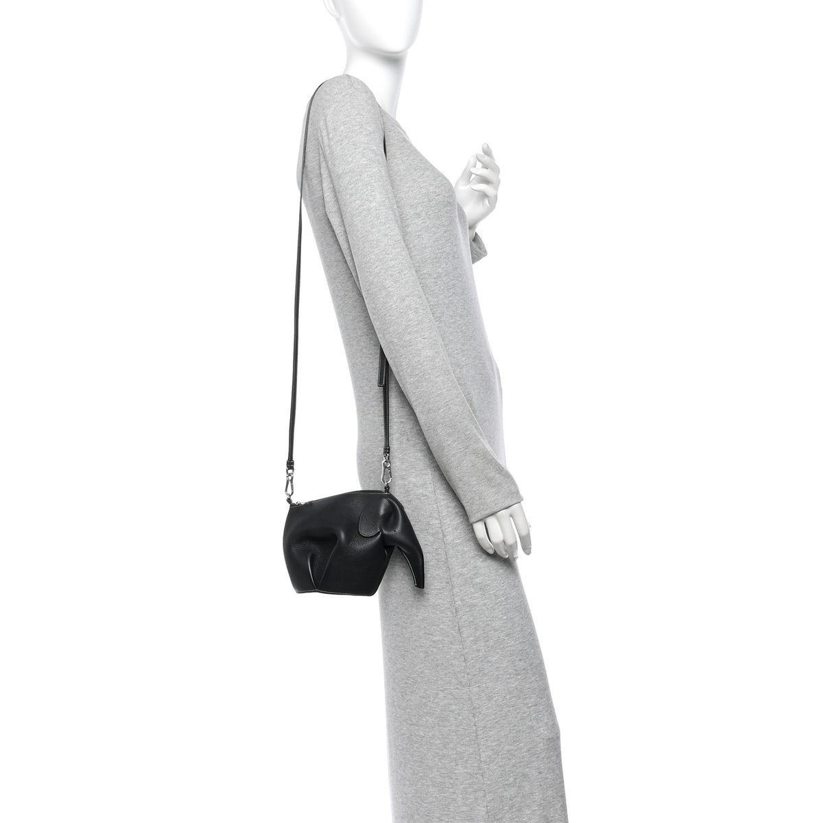Calfskin Mini Elephant Crossbody Bag Black