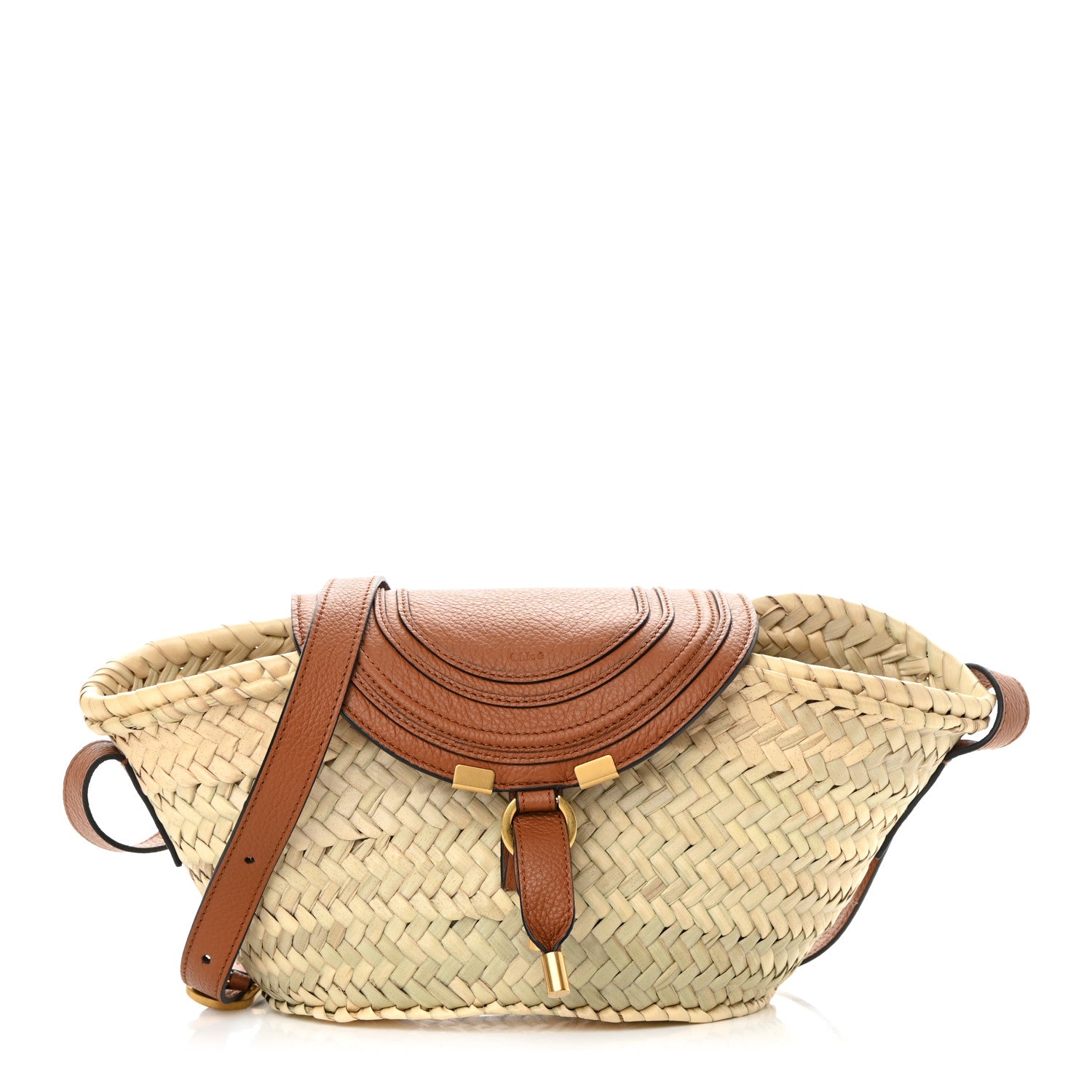 Chloe Raffia Calfskin Marcie Basket Tan 1 of 15