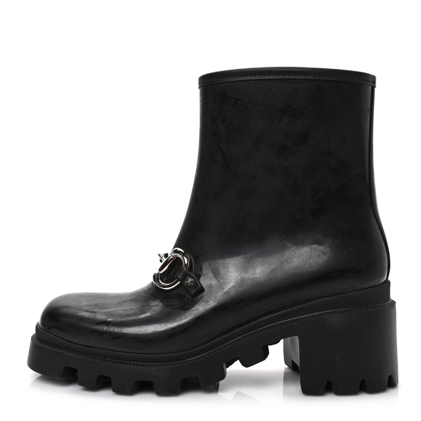 Rubber Womens Horsebit Ankle Boots 39 Black