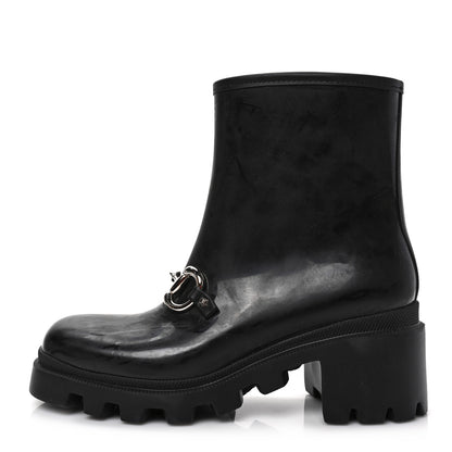 Gucci Rubber Womens Horsebit Ankle Boots 39 Black 1 of 7