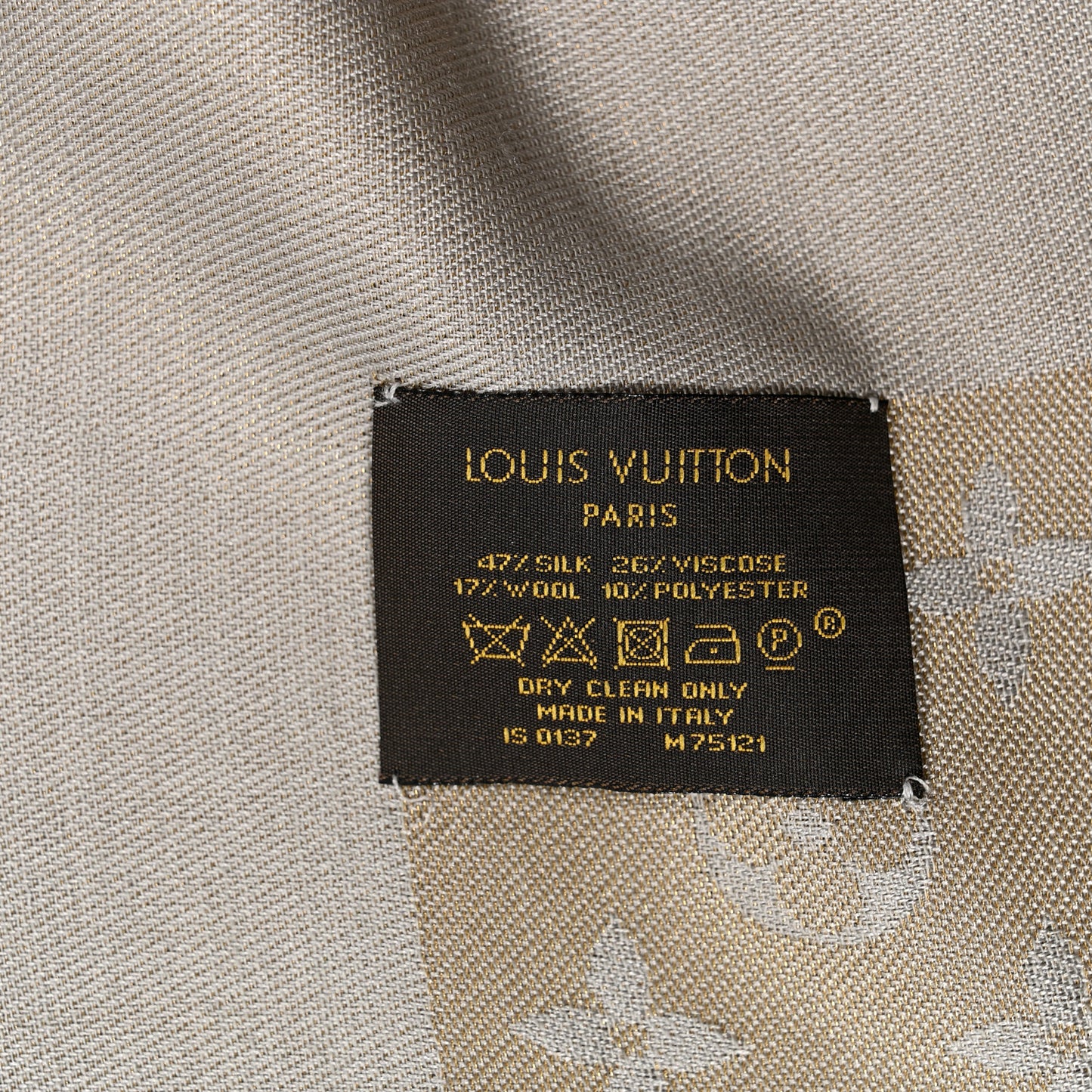 Silk Lurex Wool Monogram Shine Shawl Greige