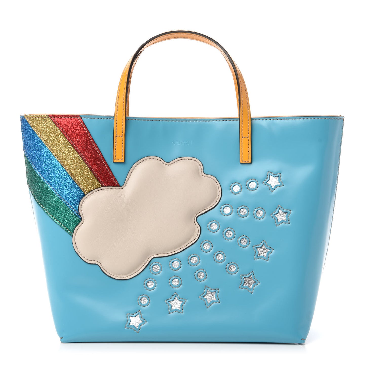 Calfskin Childrens Rainbow Tote Blue