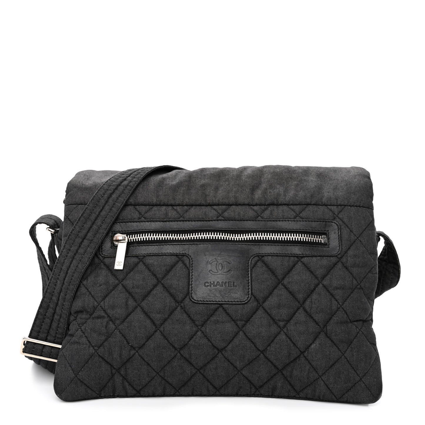 Denim Quilted Coco Cocoon Messenger Dark Grey