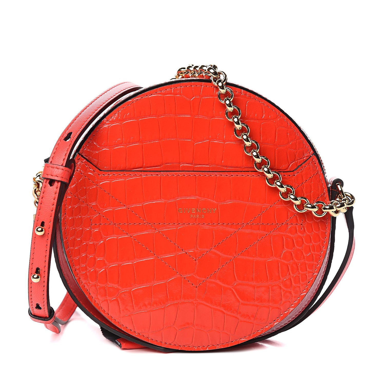 Calfskin Crocodile Embossed Eden Round Red