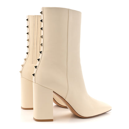 Valentino Garavani Calfskin Rockstud 90mm Ankle Boots 39 Light Ivory 4 of 10