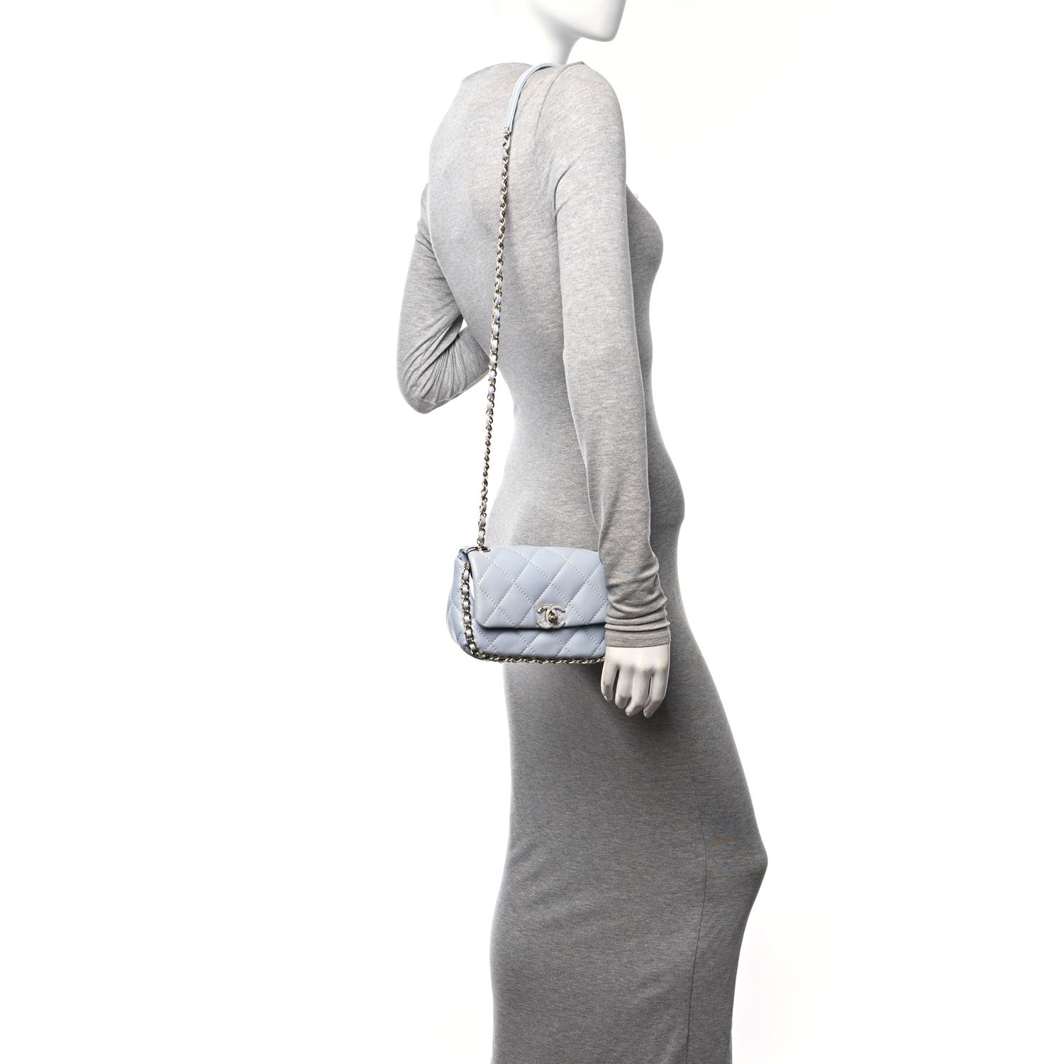 Chanel Lambskin Quilted Chain Around Flap Light Grey 2 of 11