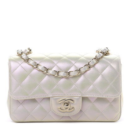 Chanel Iridescent Lambskin Quilted Mini Rectangular Flap Ivory 1 of 11