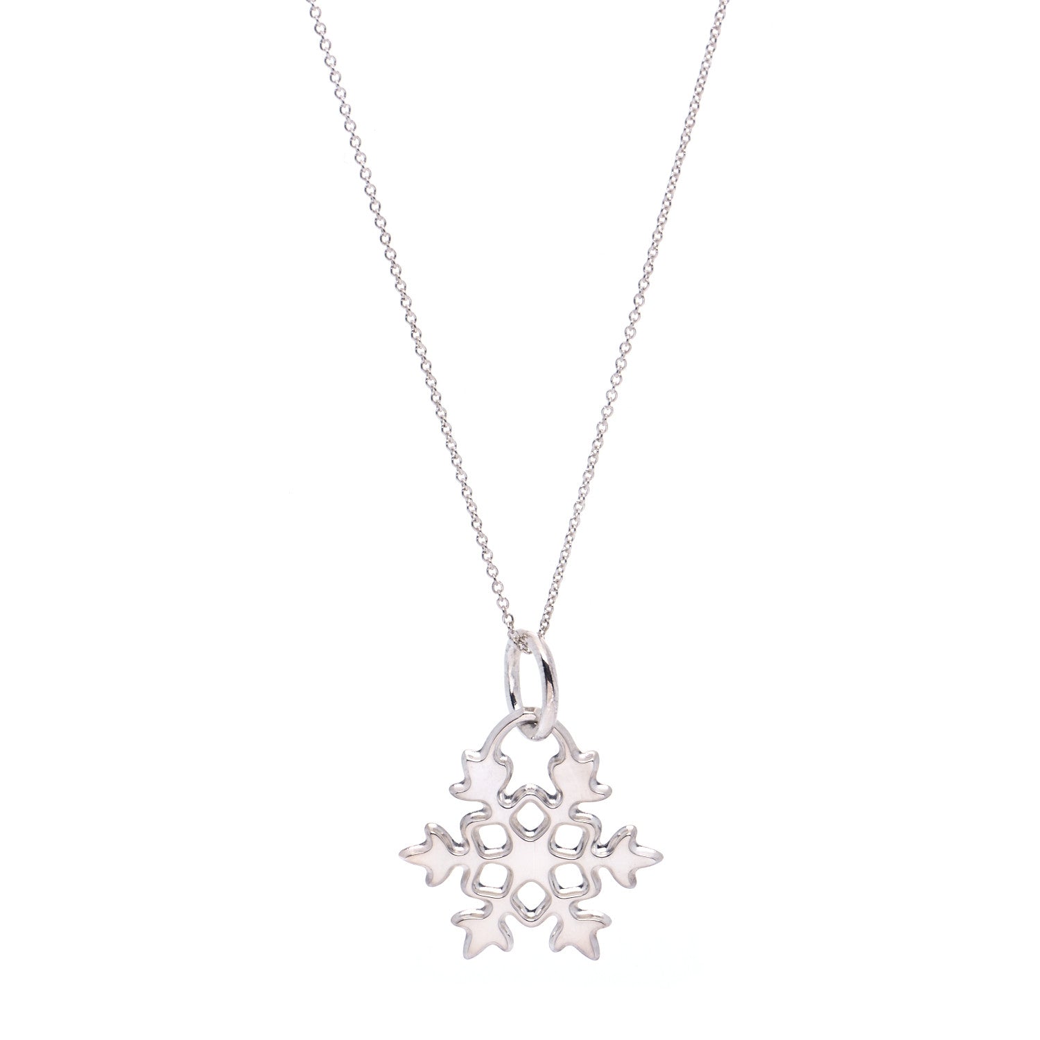 Tiffany Sterling Silver Snowflake Charm Pendant Necklace 1 of 7