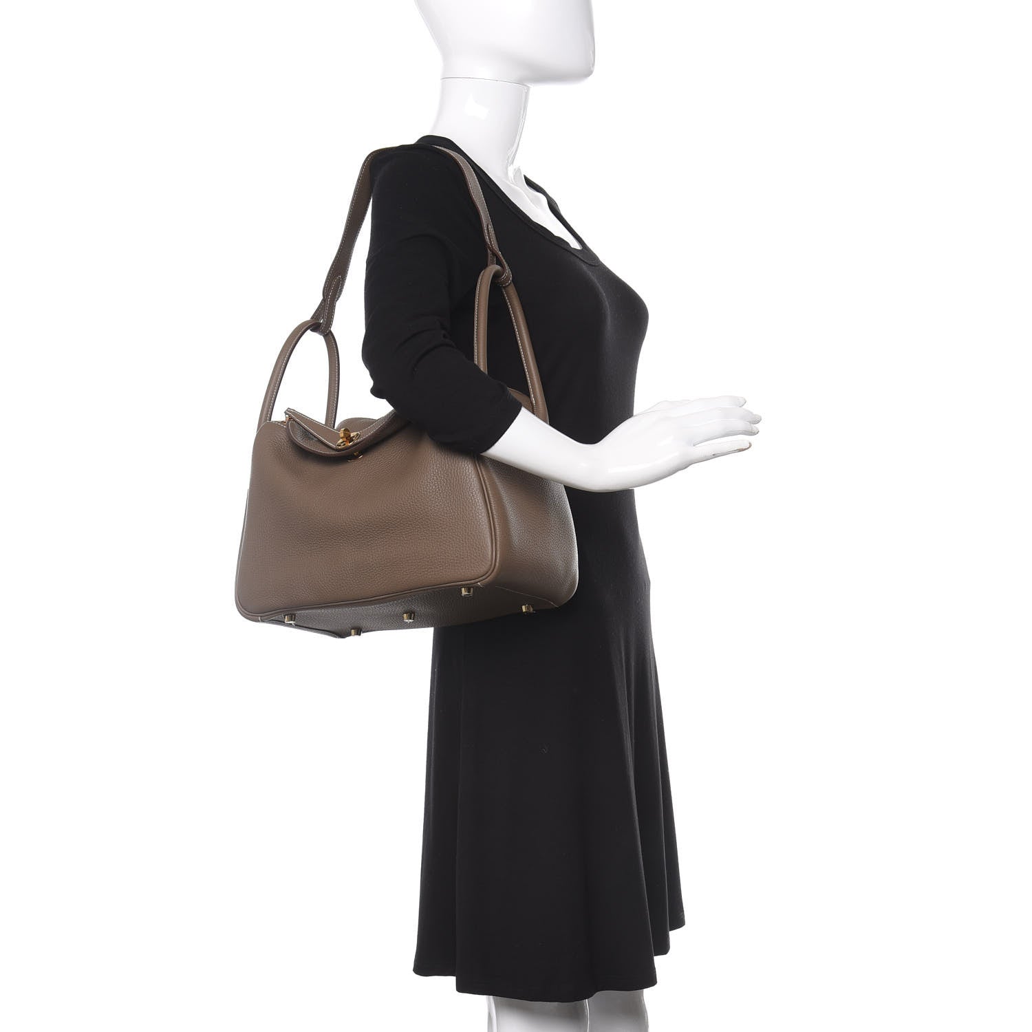 Hermes Taurillon Clemence Lindy 30 Etoupe 2 of 9