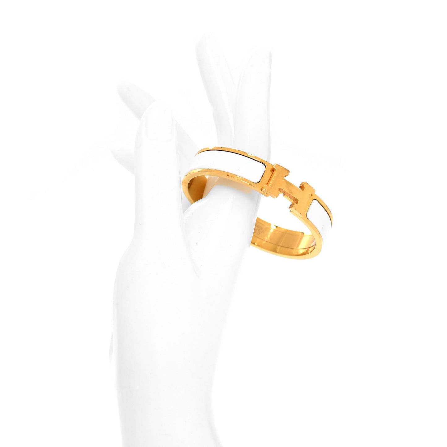 Enamel Narrow Clic Clac H Bracelet PM White